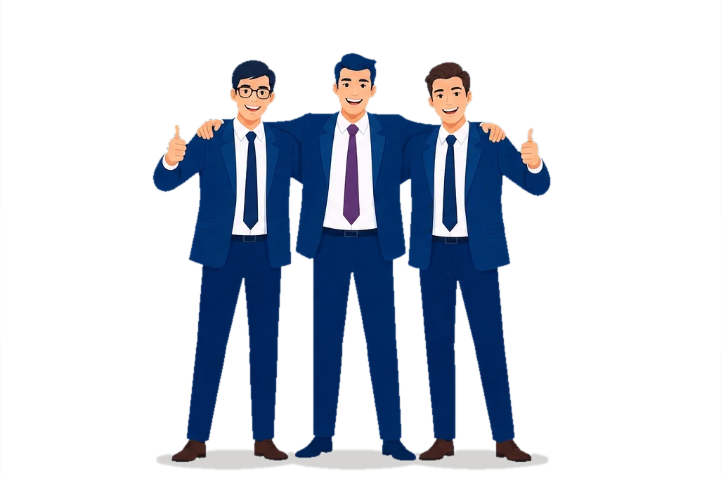 全力請求書を設計・監修する3人のイラスト